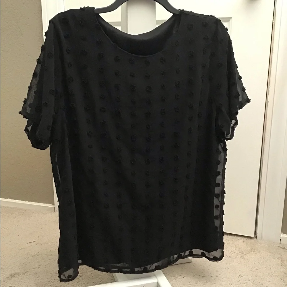 Black Swiss Dot lined top - Picture 1 of 6
